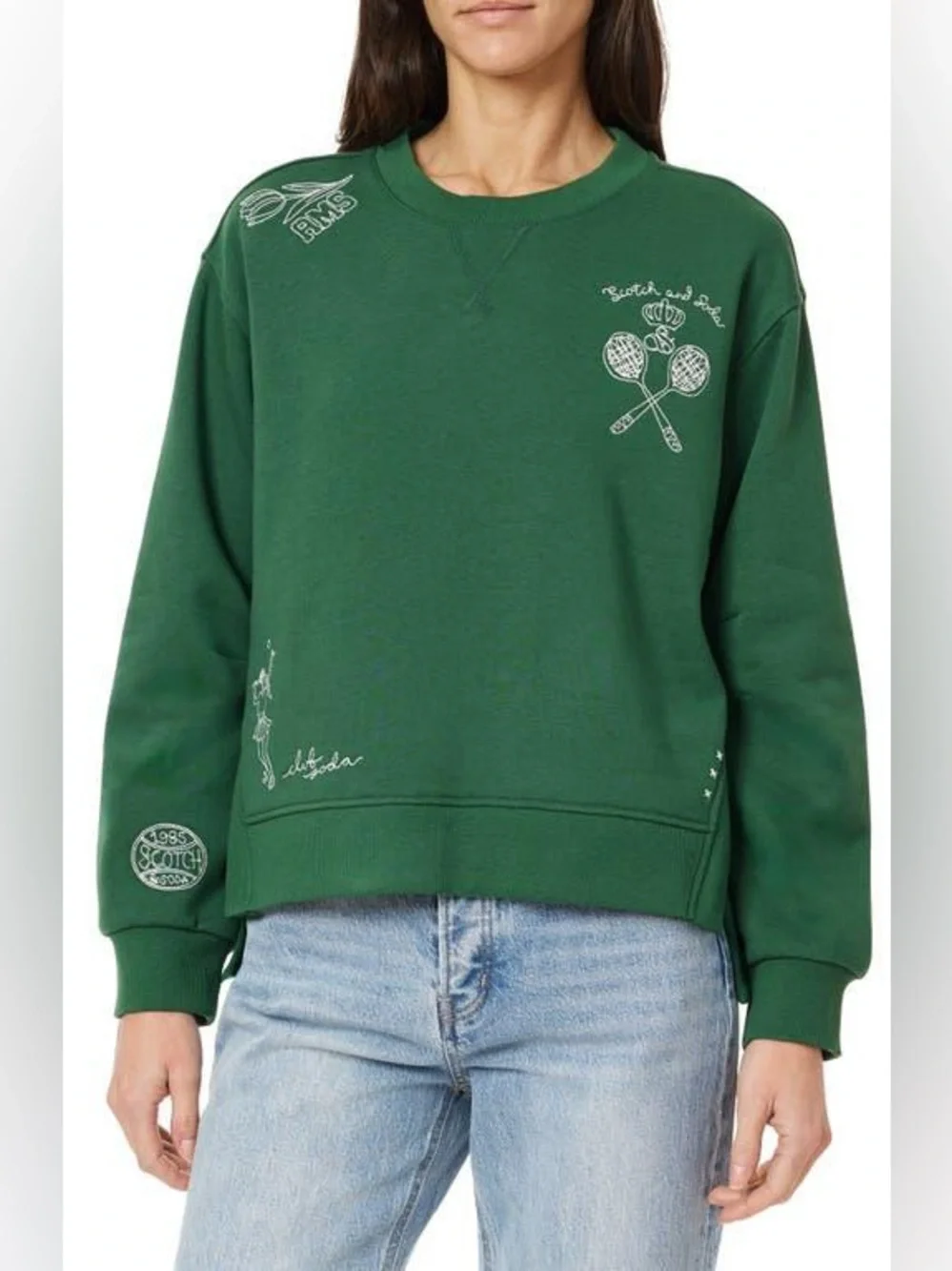NWT Scotch & Soda Oversize Side Vent Sweatshirt Green Tennis US open 2025 Sz S